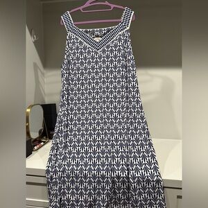Talbots Navy and White A-Line knee length dress